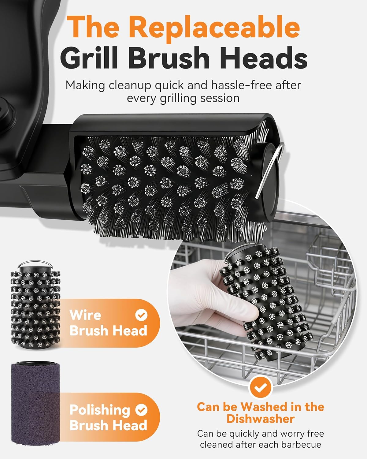 Electric Grill Brush, 3-Speed & Angle Adjust Rotary BBQ Grills Cleaning Brush for Burnt-On Grease & BBQ Grates, 20kg Max Torque, Heavy‑duty Steel Bristles(Grill Brush)