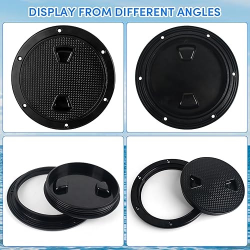 Miniatura 6 de Placas de cubierta para barcos, escotilla de barco de 4 pulgadas6 pulgadas, escotilla de inspección circular antideslizante con cubierta