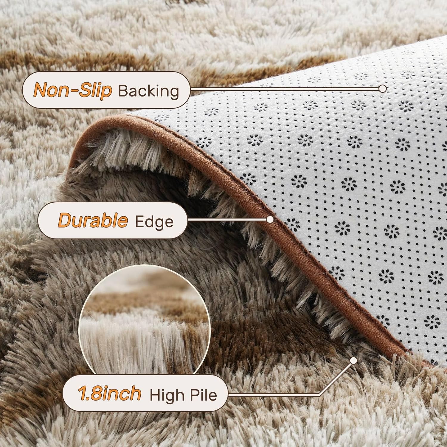 5x7 Ft Fuzzy Rugs for Bedroom,Khaki Neutral Area Rug Non-Slip,Carpet for Living Room Nursery Kids PlayRoom Indoor Modern Plush Carpets