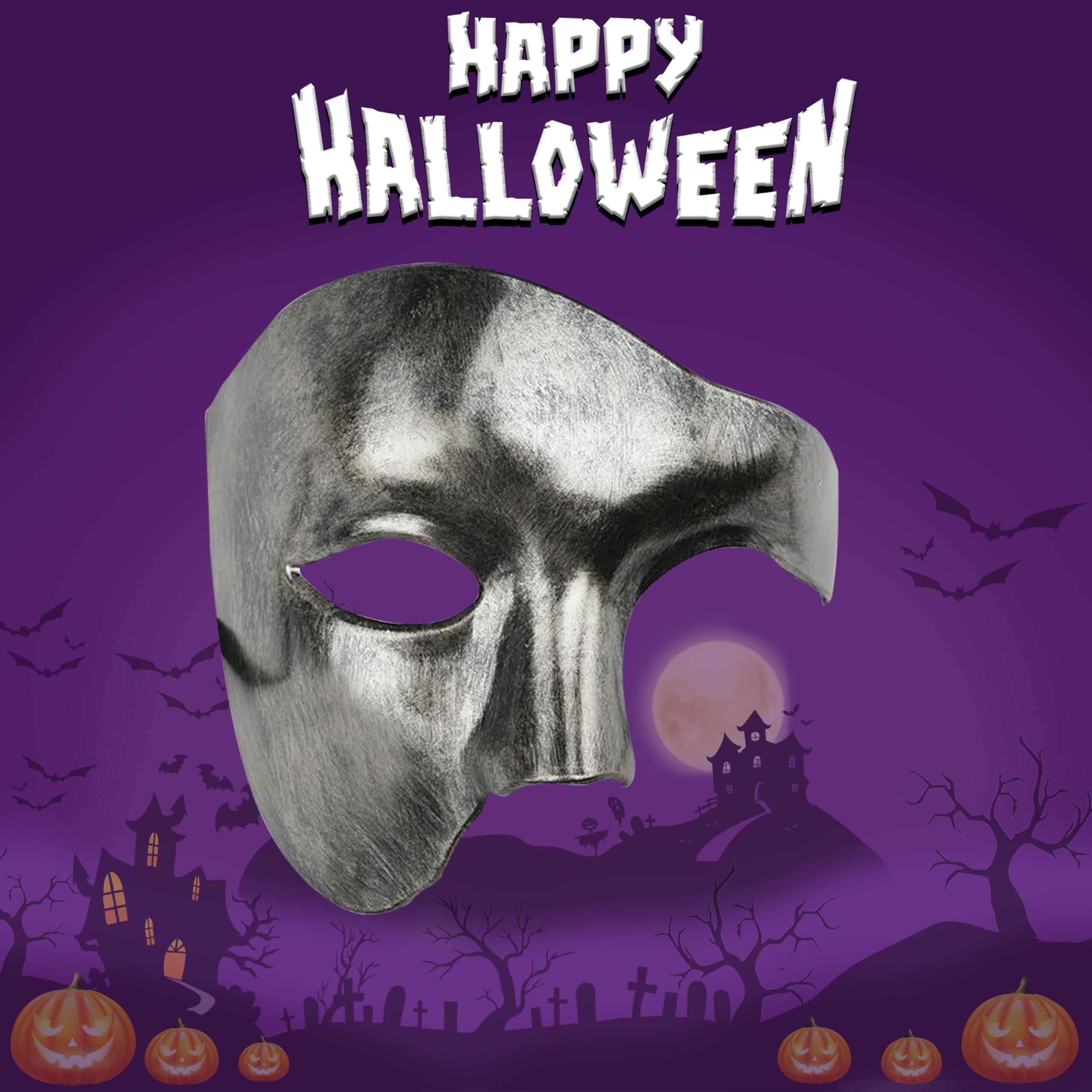 Komonee Half Face Halloween Mask Bronze Phantom Of the Opera Costume Adult Outfit Venetian Carnival Masquerade Party Fancy Dress Cosplay For Men Women - Image 2