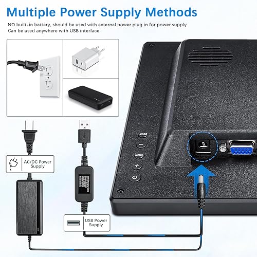 Miniatura 4 de Monitor de seguridad de 13.3 pulgadas, monitor LED de 1366 x 768, pequeño monitor HDMI con control remoto altavoces integrados, mini monitor HDMI,