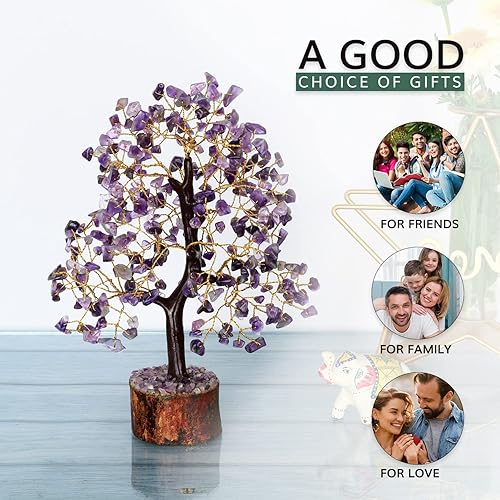 Miniatura 7 de Árbol de cristal de amatista, árbol de dinero de piedra, piedras preciosas y cristales, energía de cristal, piedras curativas, piedra morada,
