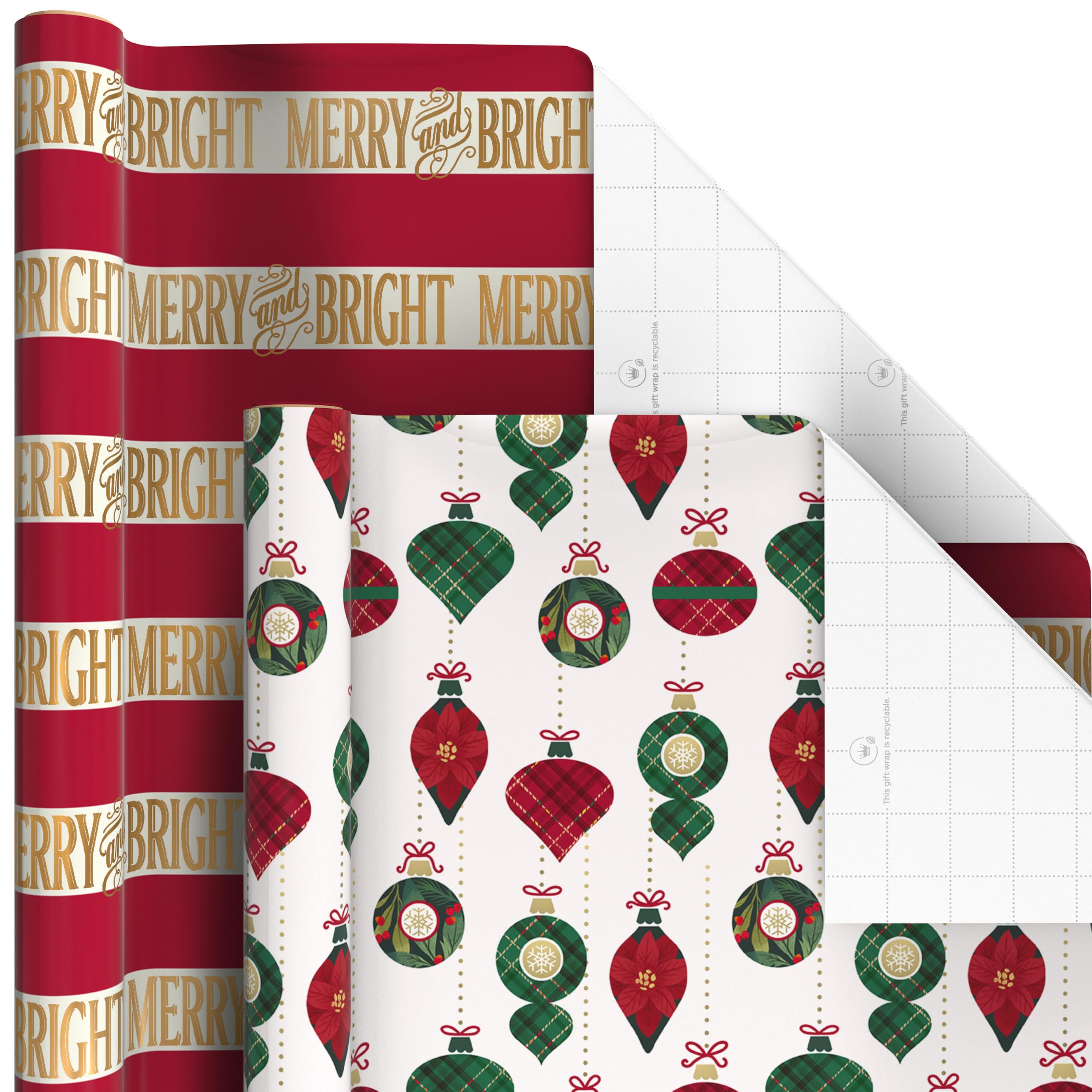 Hallmark Paquet de papier cadeau de Noël avec lignes de coupe
