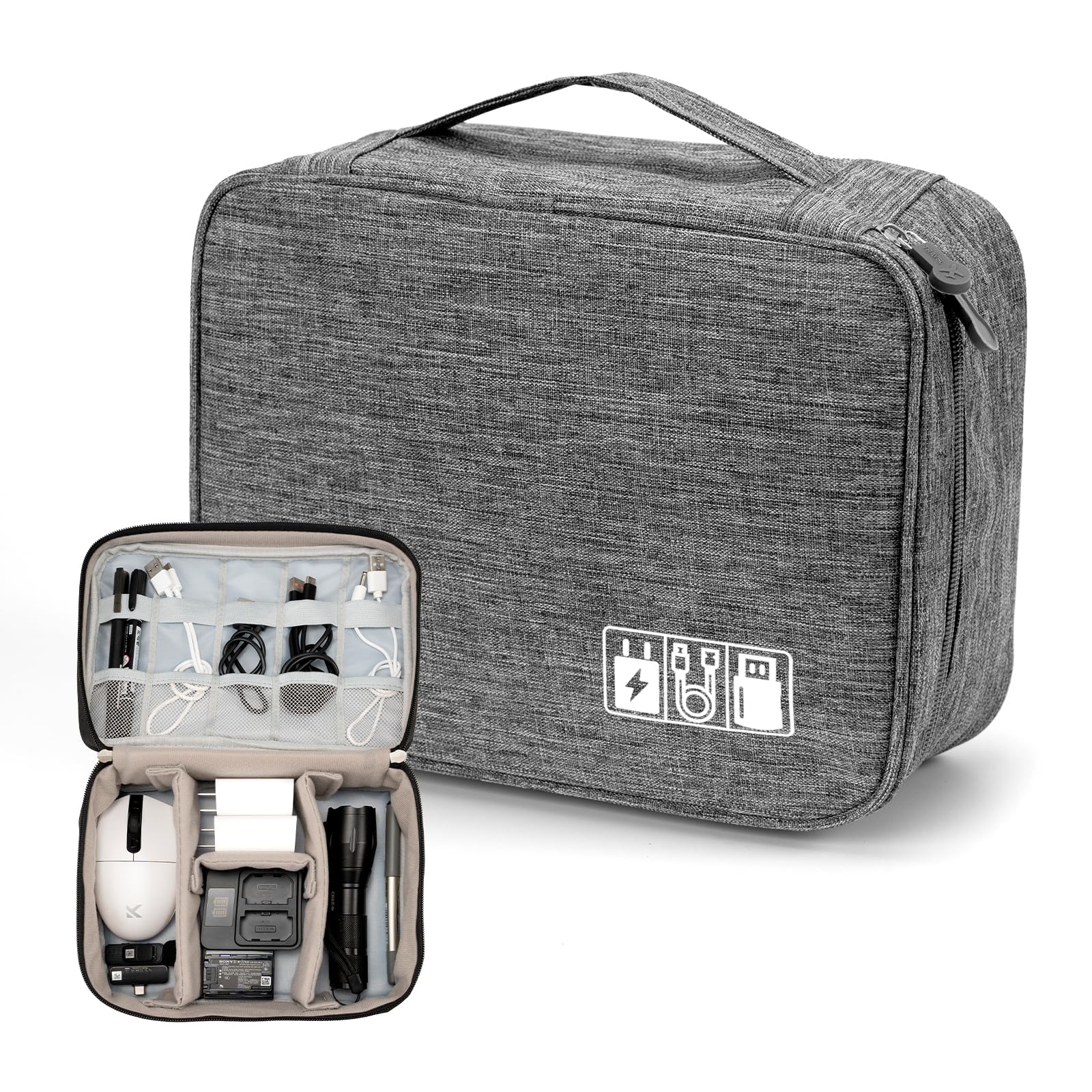 SAIA TIAN Cable Organizer bag for women or men,Electronic Accessories Carry Case Portable Waterproof Double Layers All-in-One Storage Bag for Cord,