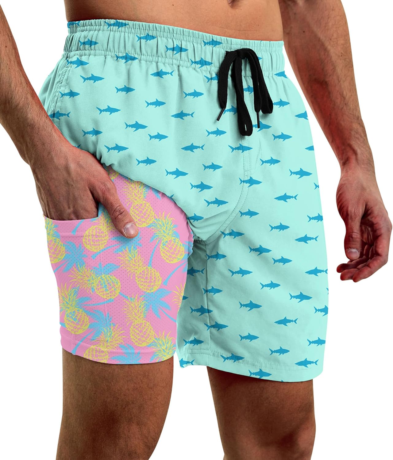 Men’s Swim Trunks 5.5 Inch Bathing Suits for Men 2 in 1 Board Shorts with Compression Liner