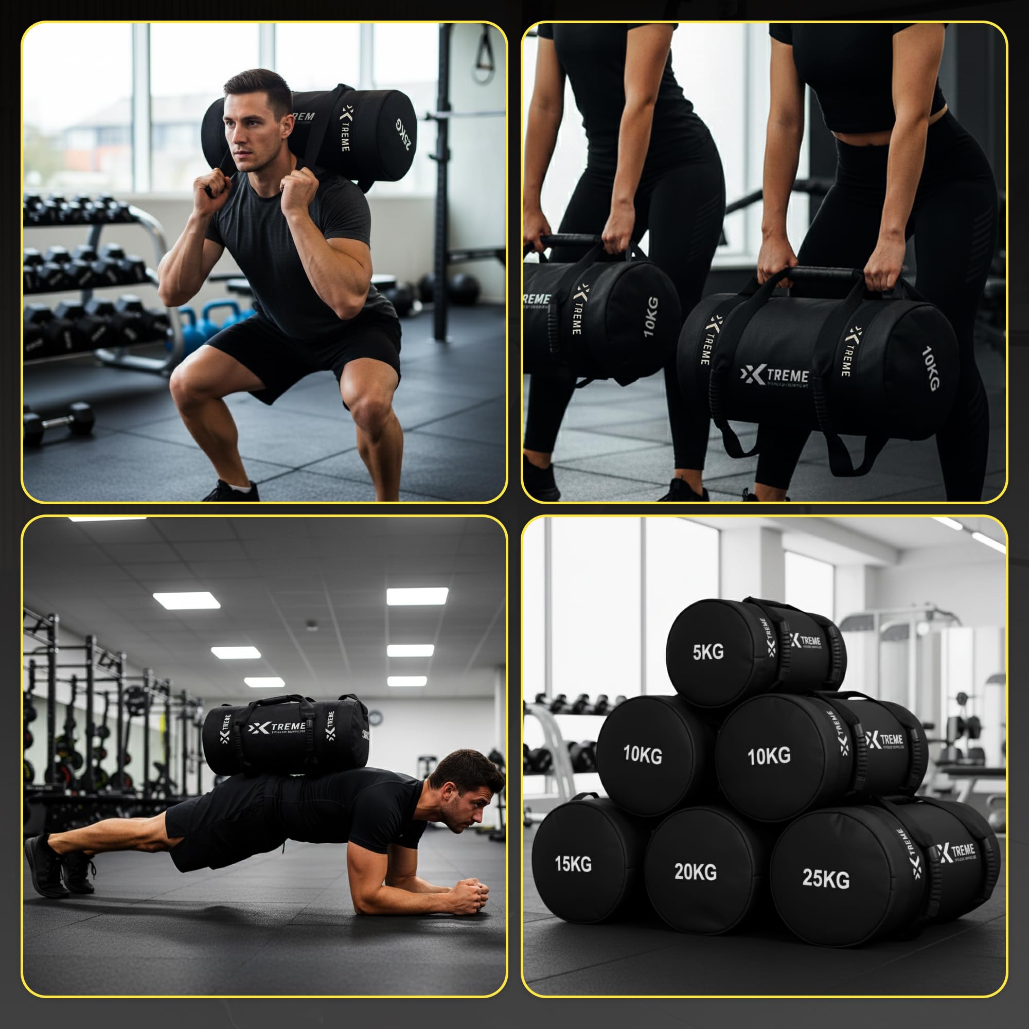 Power Bag 5-25 kg, Robuster PVC Gewichtssack mit Griffen | Vielseitiger Sandbag für funktionelles Training, CrossFit, Hyrox Workouts, Kraft & Ausdauer