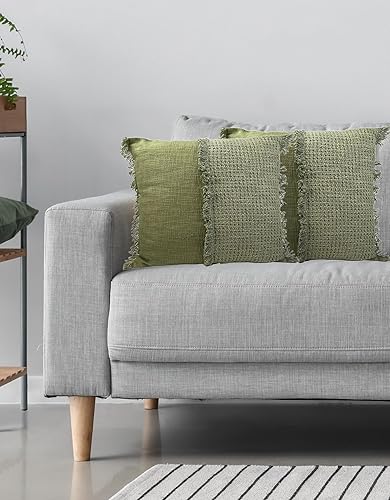 Designstyles JoJo Fletcher - Juego de 2 fundas de almohada de algodón de 20 x 20 pulgadas, fundas de cojín de estilo bohemio con flecos, fundas de