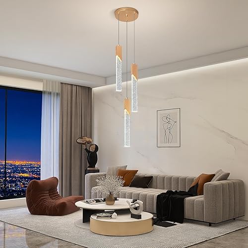 Miniatura 9 de Lámparas de techo LED de cocina, lámpara colgante de cristal para cocina, isla, dormitorio, comedor (paquete de 2)