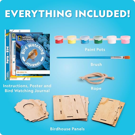 National Geographic Build Your Own Wooden Birdhouse Craft Kit for Kids