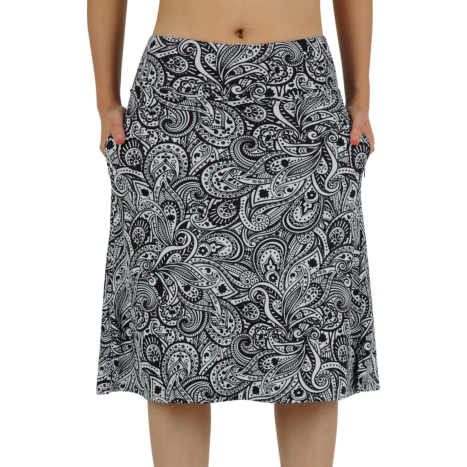 Jupe mi-longue pour femme avec poches, jupe midi avec short intégré, jupe de golf, de tennis pour un style décontracté