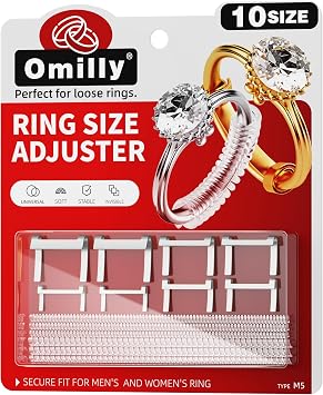 Omilly Metal Ring Guard for Loose Rings, 14-Pack with 10 Sizes & 2 Styles, Adjustable Invisible Ring Size Adjuster for 1-10mm Wide Bands, Secure and Easy to Use, Suitable for Women and Men