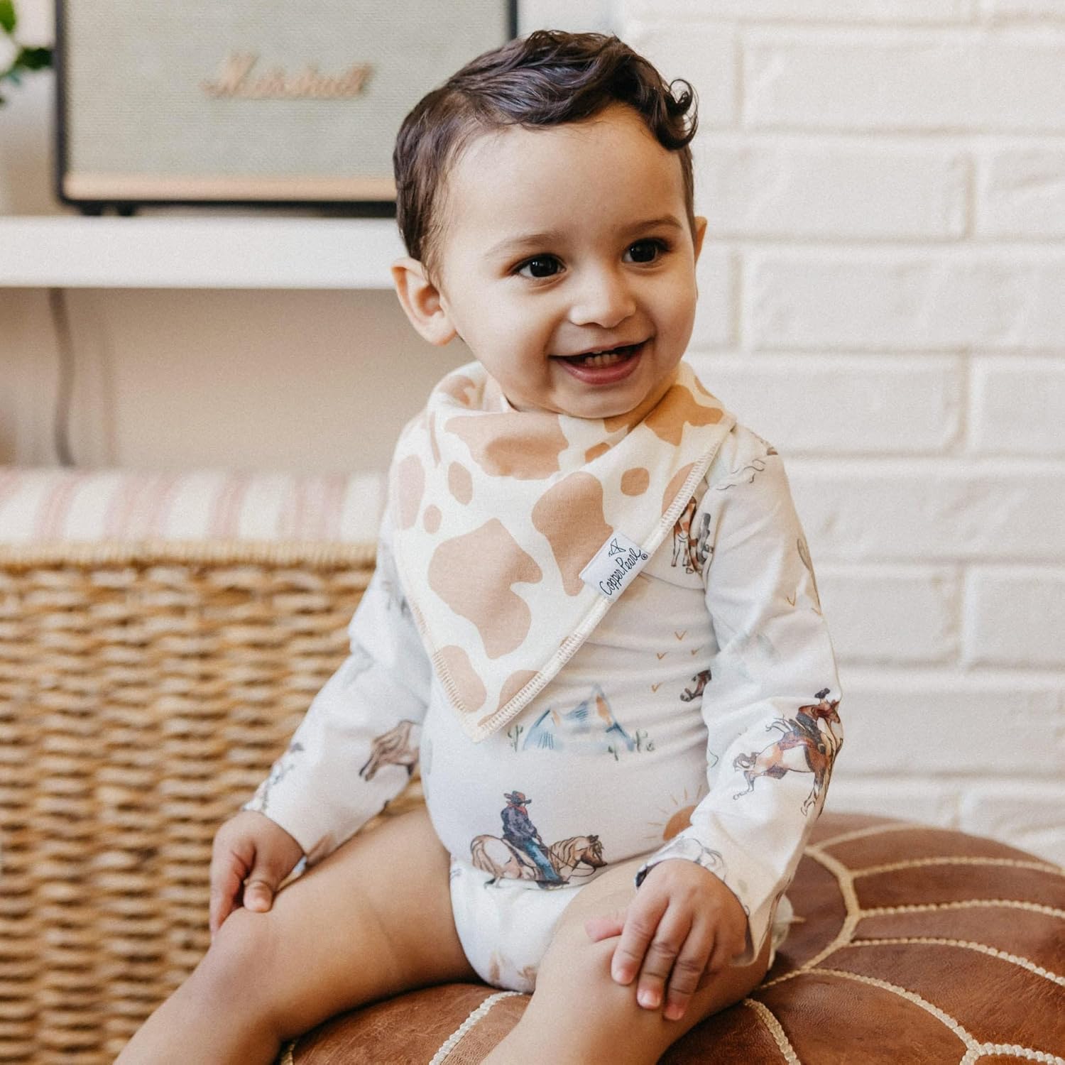 Copper Pearl Baby Bibs 4 Pack, Bandana Drool Bibs for Baby Girl & Boy, Soft Cotton Bibs for Drooling and Teething