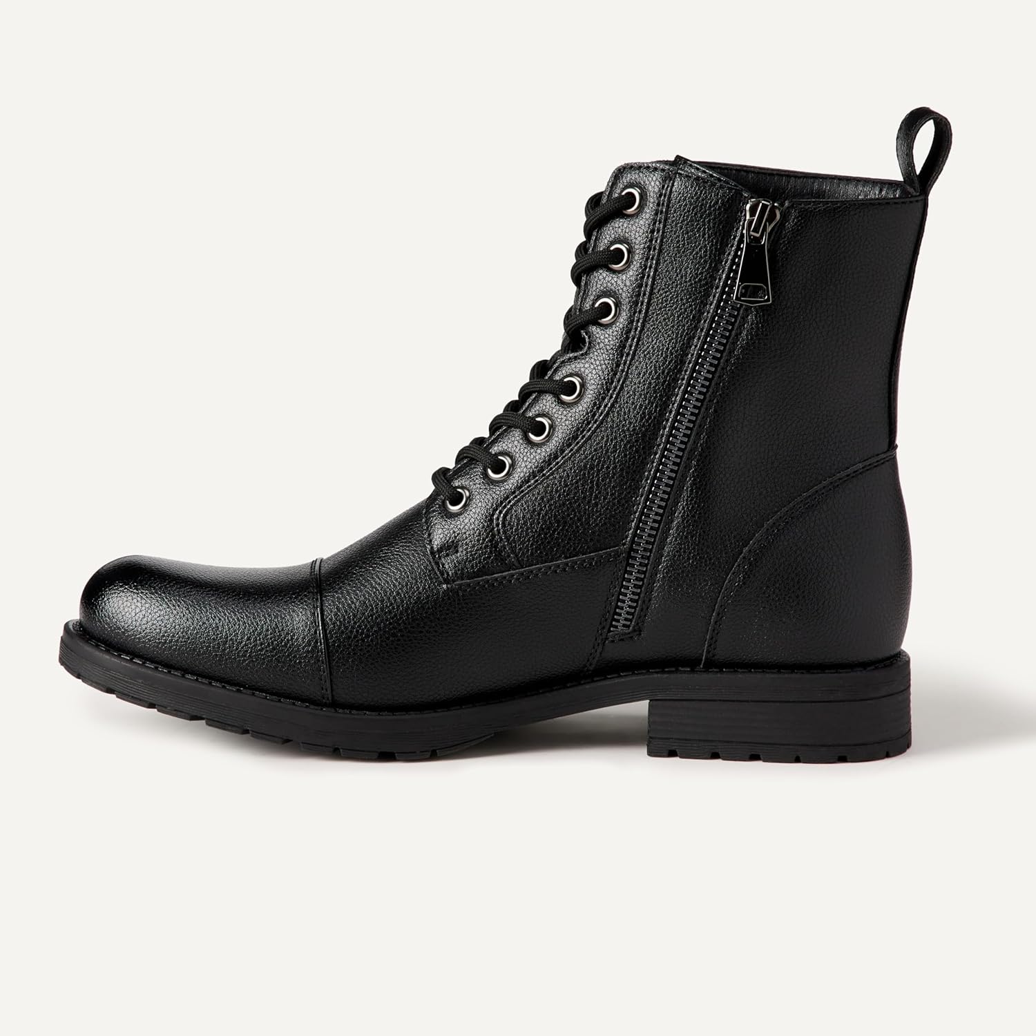 Amazon Essentials Men's Cap Toe Lace Up Combat Boots With Zipper - Image 4