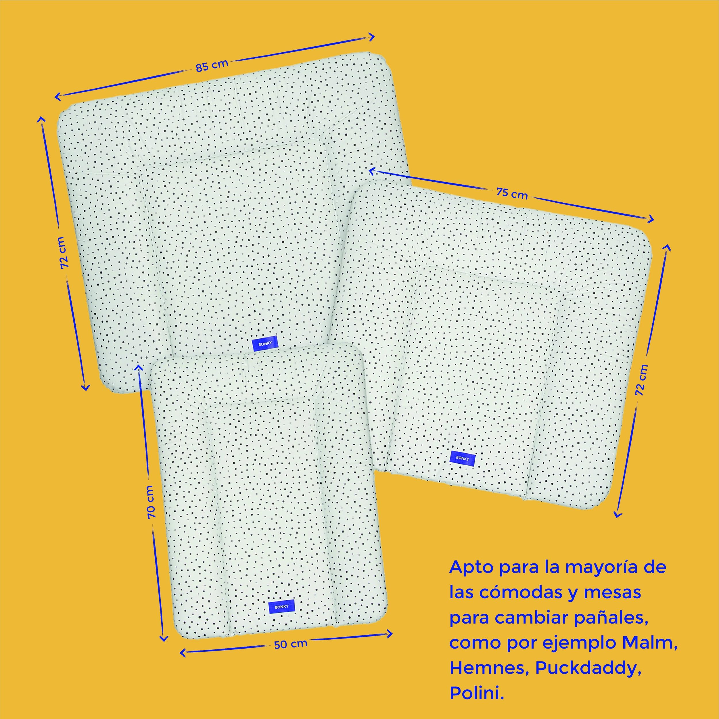 BONKY® Cambiador Bebe - Cambiador suave para bebés - Certificado Öko-Tex - Almohadilla cambiadora lavable para Ninos y Ninas - Impermeable - Mono 5A - 70 x 50 cm