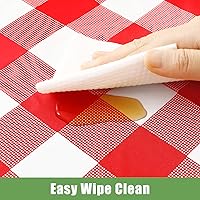 Vista 89 de Smiry Paquete de 10 Manteles Desechables de Cuadros Vichy Azules - 54" x 108" Mantel de Plástico de Servicio Pesado, Cubiertas de Mesa Impermeables