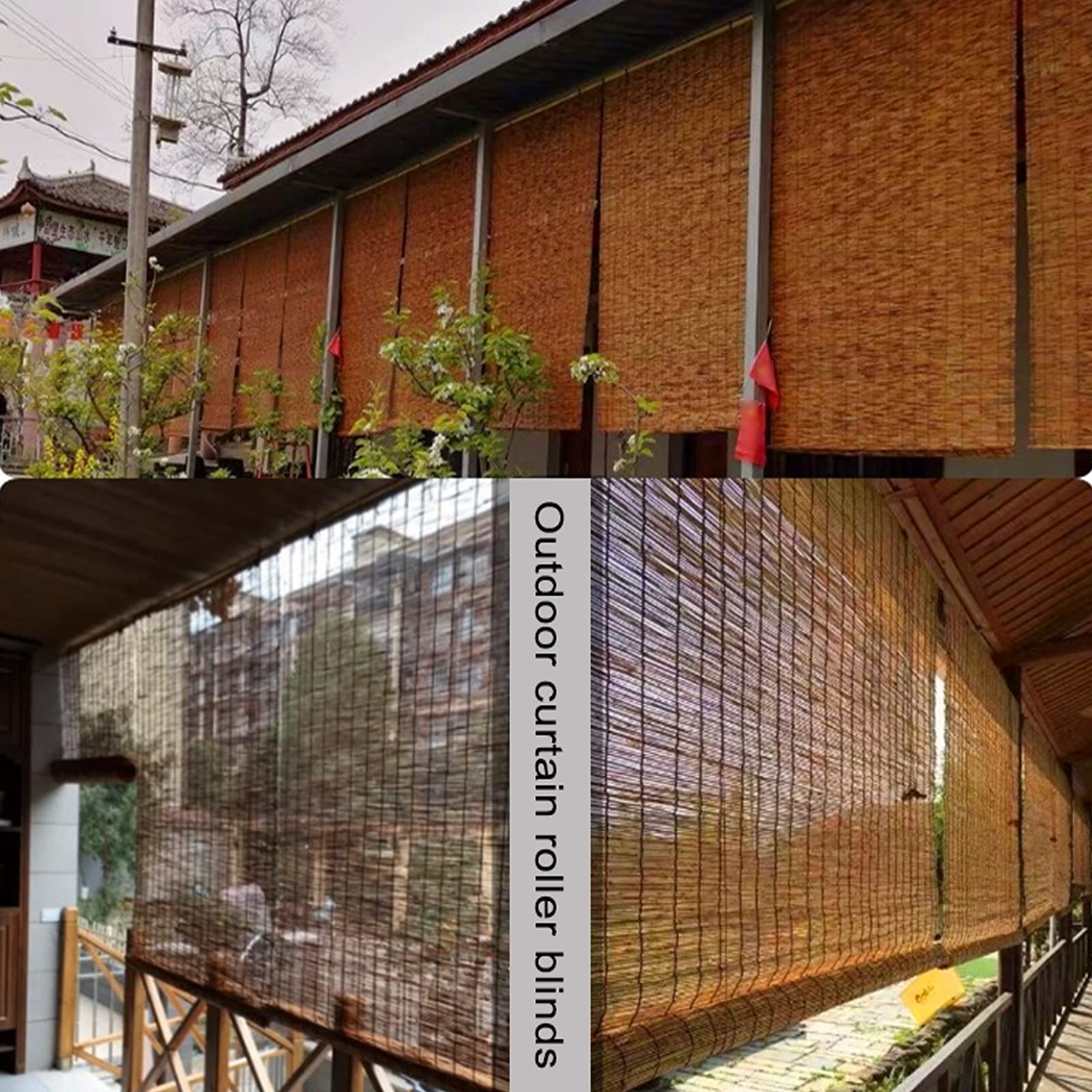 Ręcznie robione rolety bambusowe - żaluzje filtrujące światło do domu i biura, drewniane styl wenecki, pyłoszczelne, łatwe w instalacji (160 x 200 cm)