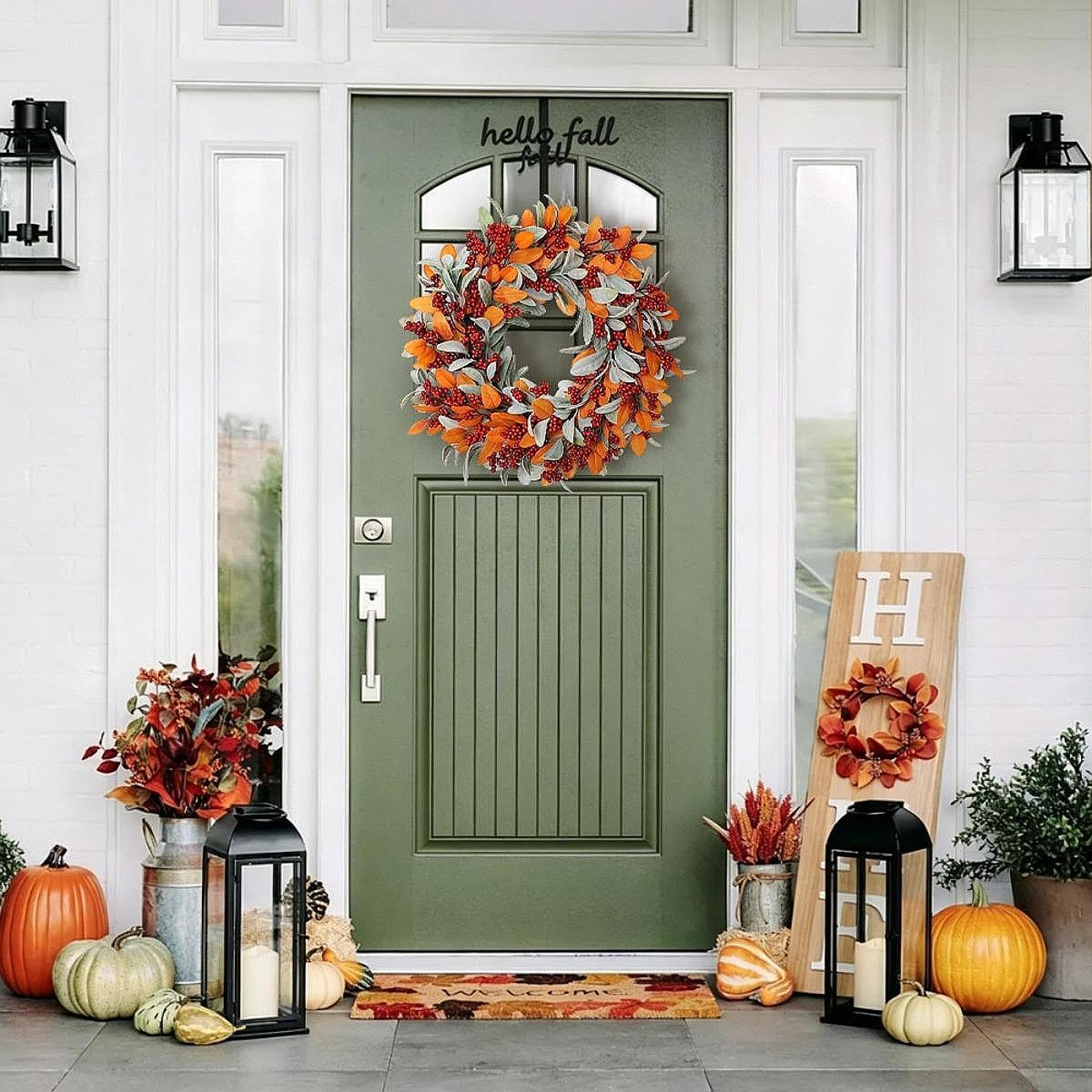 Colcolo Ghirlanda Autunnale Artificiale, Ghirlanda Natalizia Fai Da Te, Decorazione Versatile con E Foglie, Ghirlanda Autunnale per La Porta D