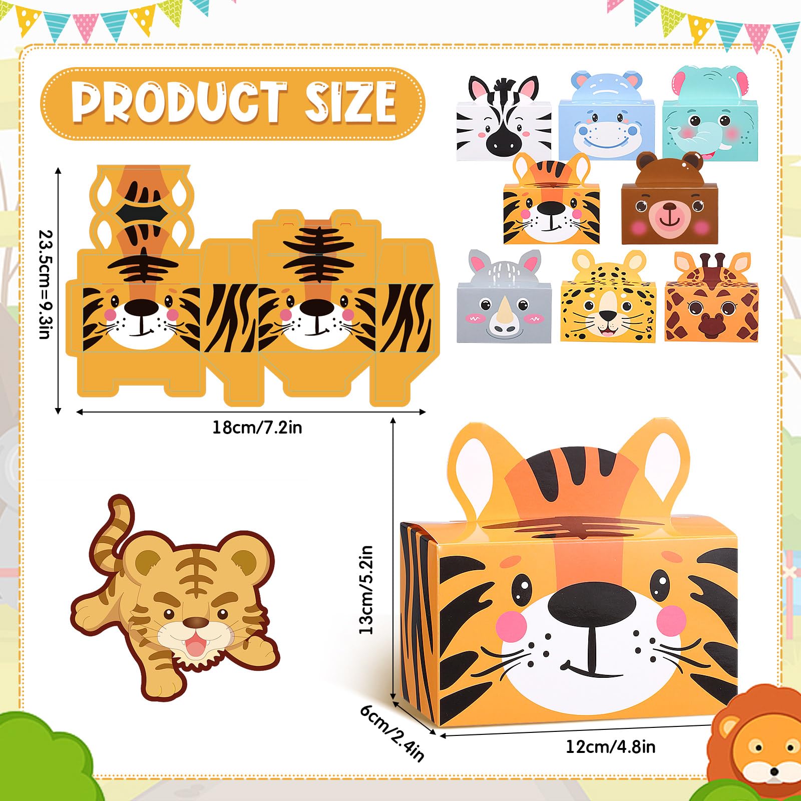 Fainne Lot De 12 Boîtes Pliables En Forme D'animaux De La Ferme Avec 12