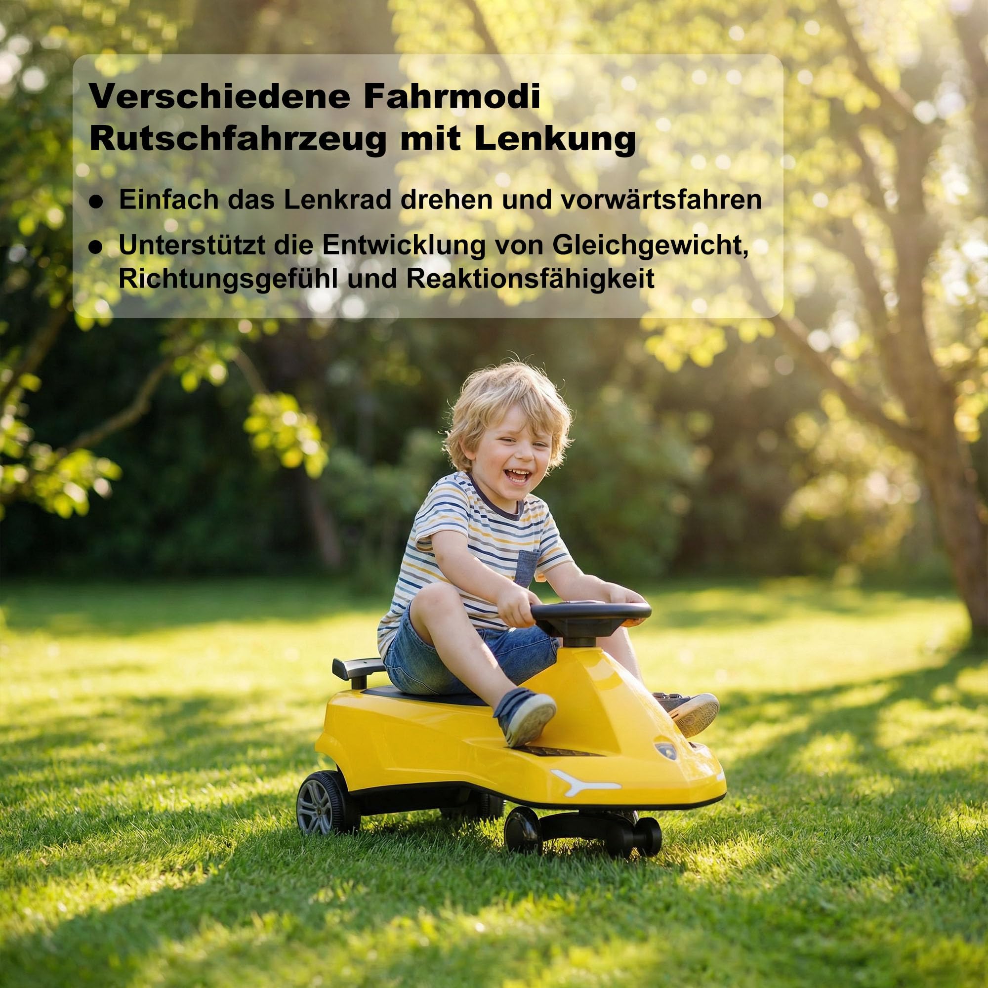 Rutschauto für Kinder ab 3 Jahren, TwistCar Wiggle Car Wackelauto Rutschfahrzeug mit Leuchtrollen, Musik & Stauraum, BPA frei, 2-Sitzer bis 100 kg
