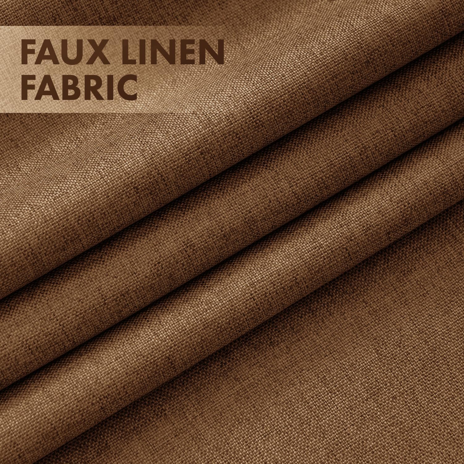  100% Blackout Linen Curtains for Bedroom 40W x 84L Brown 2 Panels thumbnail