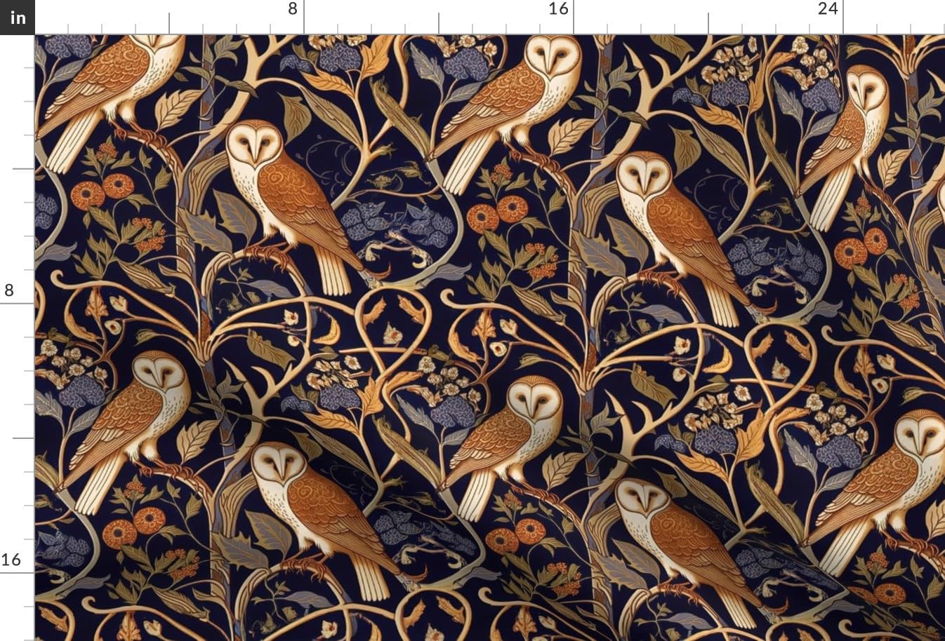 Spoonflower Fabric - Renaissance Forest Medieval Owls Botanical Woodland Floral Historical Printed on Minky Fabric Fat Quarter - Sewing Baby Blankets Quilt Backing Plush
