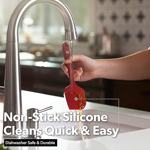 Miniatura 6 de DI ORO Juego de espátulas de silicona Espátulas de cocina de goma para hornear, cocinar y mezclar Resistente al calor a 600 F y libre de BPA