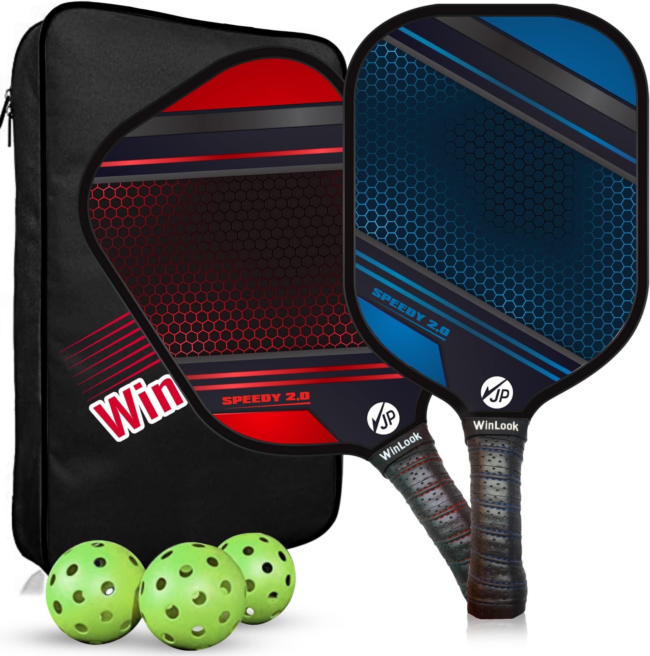 JP WinLook Premium Pickleball Paddles Set โ USAPA Pickleball Set - Graphite Carbon Fiber Rackets for Women & Men and Balls for Indoor or Outdoor Play - Racquets, Pickleballs & Carry Bag