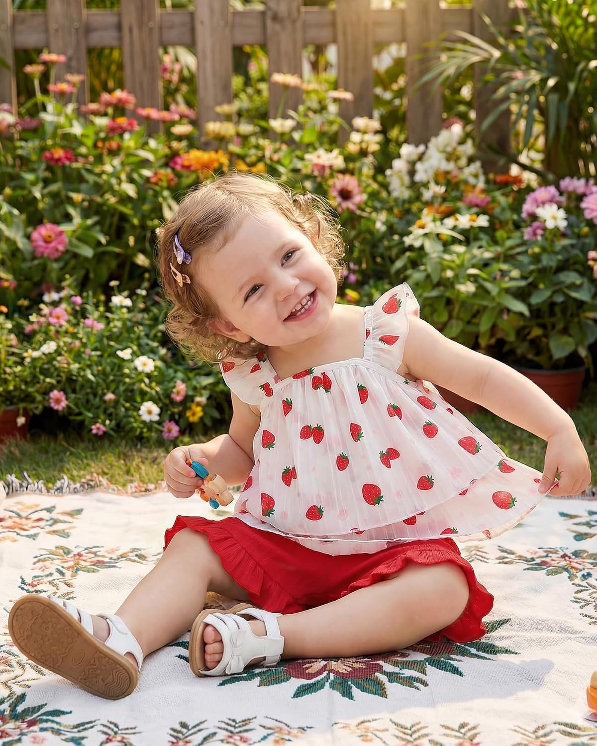 Jecson Toddler Girl Outfits Baby Girl Summer Clothes Sleeveless Ruffle Dress Tops and Shorts Clothing Sets 12M-4Y image 5