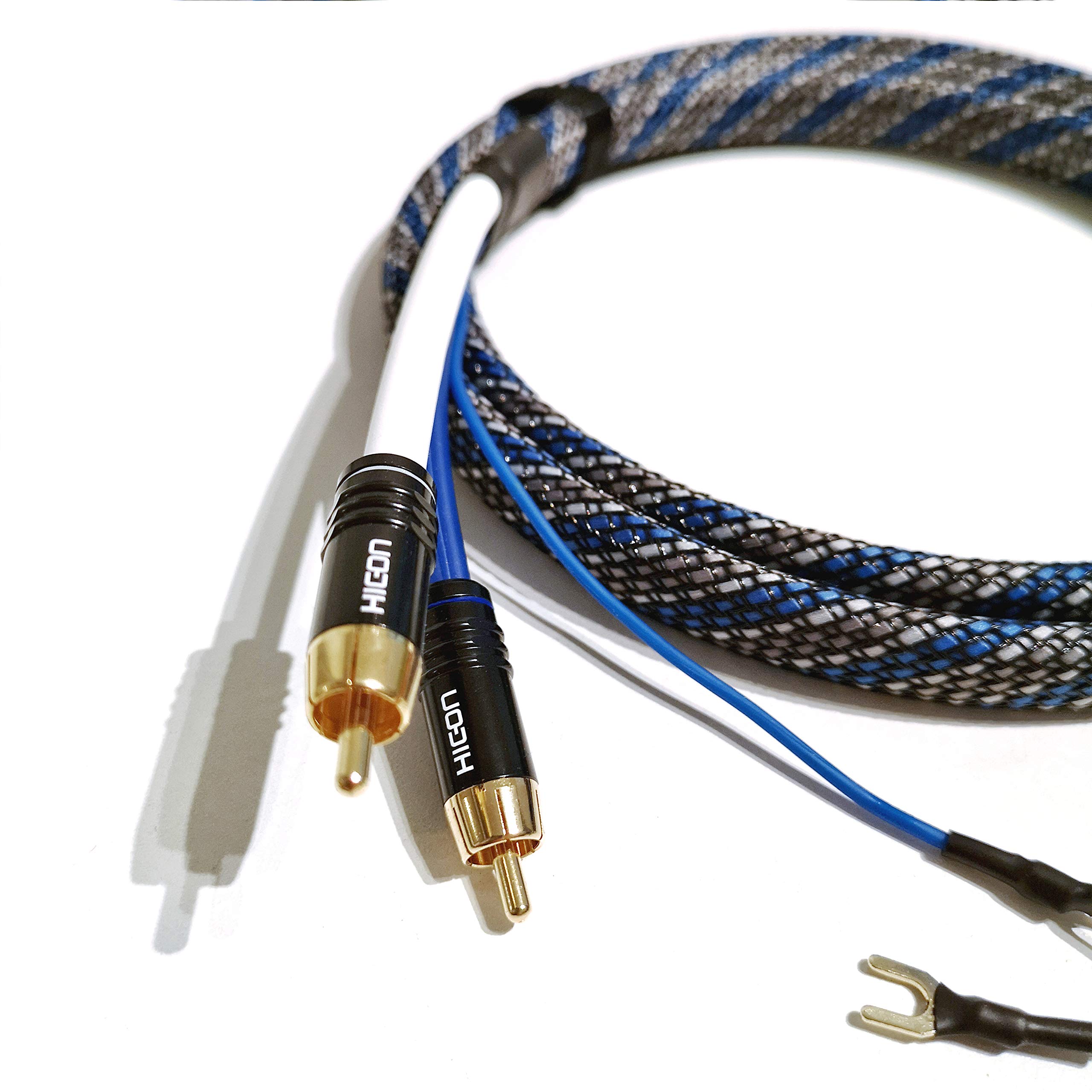 Cavo audio RCA Blue Edition da 1,5 m con cavo di massa lungo 1,6 m per giradischi Estate Cable Sinus Control cavo audio in tubo intrecciato – SC81-K3-V-Blue-0150