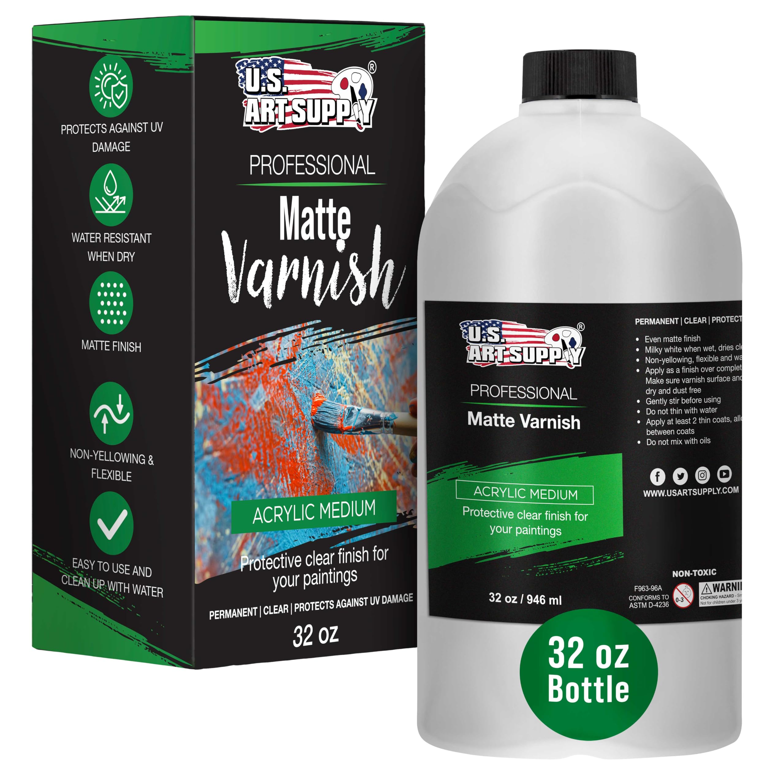 U.S. Art Supply 32 oz Matte Varnish
