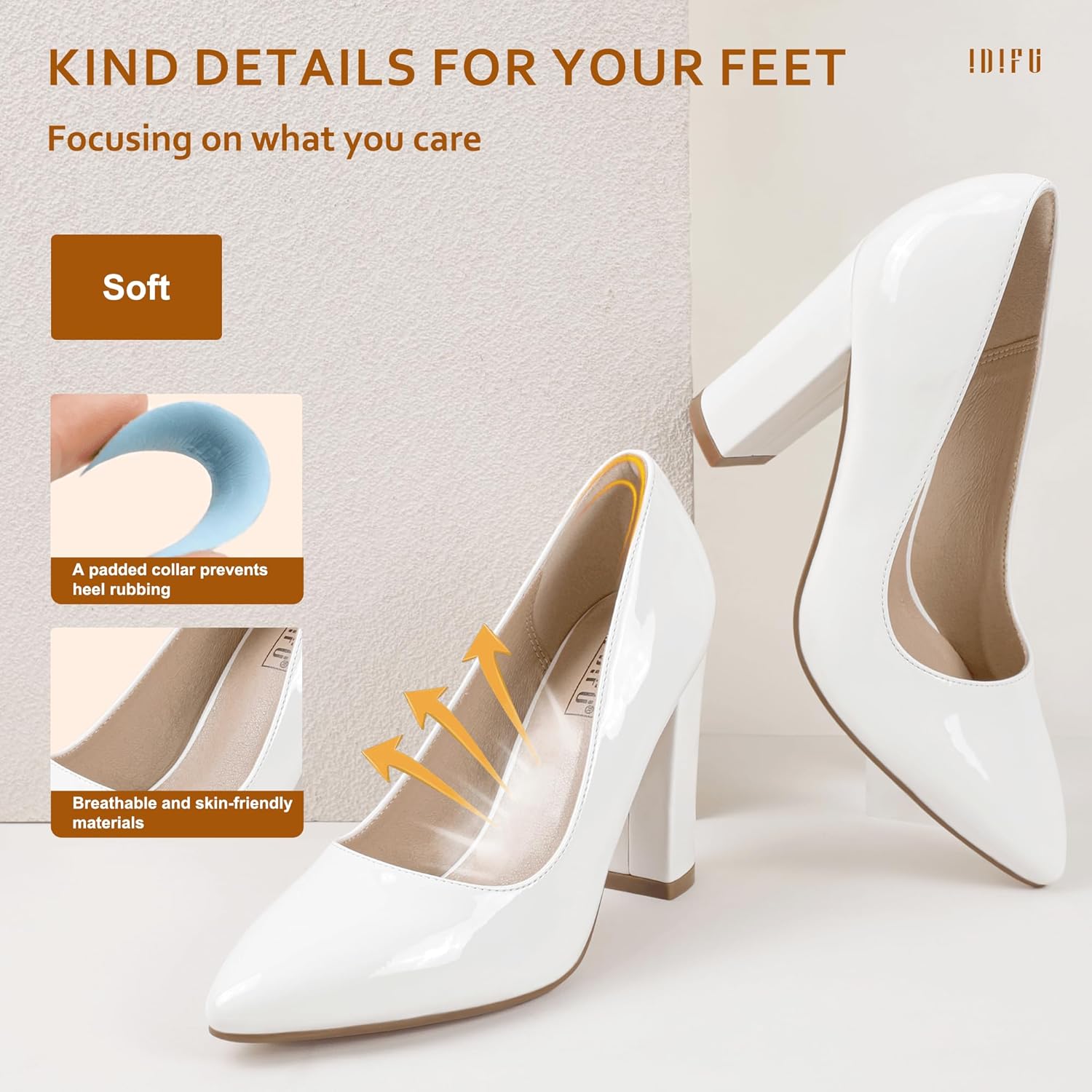 IDIFU Women's IN4 Chunky-HI Block High Heels Closed Pointed Toe Pumps Dress Office Shoes for Women - Image 6