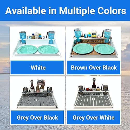 Miniatura 5 de Docktail Bar - Mesa de utilidad para barco con portavasos y almacenamiento se monta en soportes para cañas el paquete incluye soporte de barra