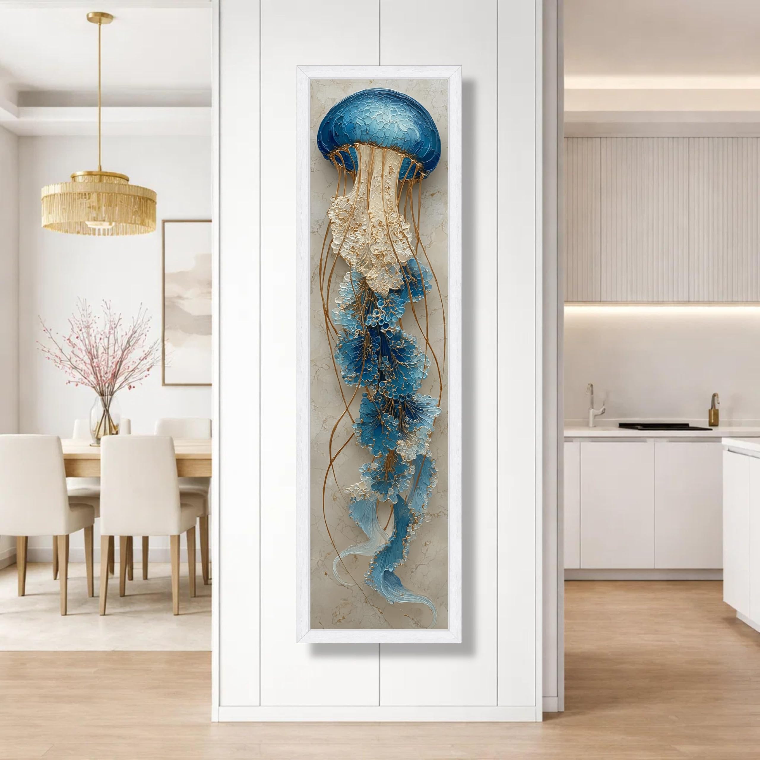 Tableau méduse bleue pour décorer un mur étroit de maison - 8