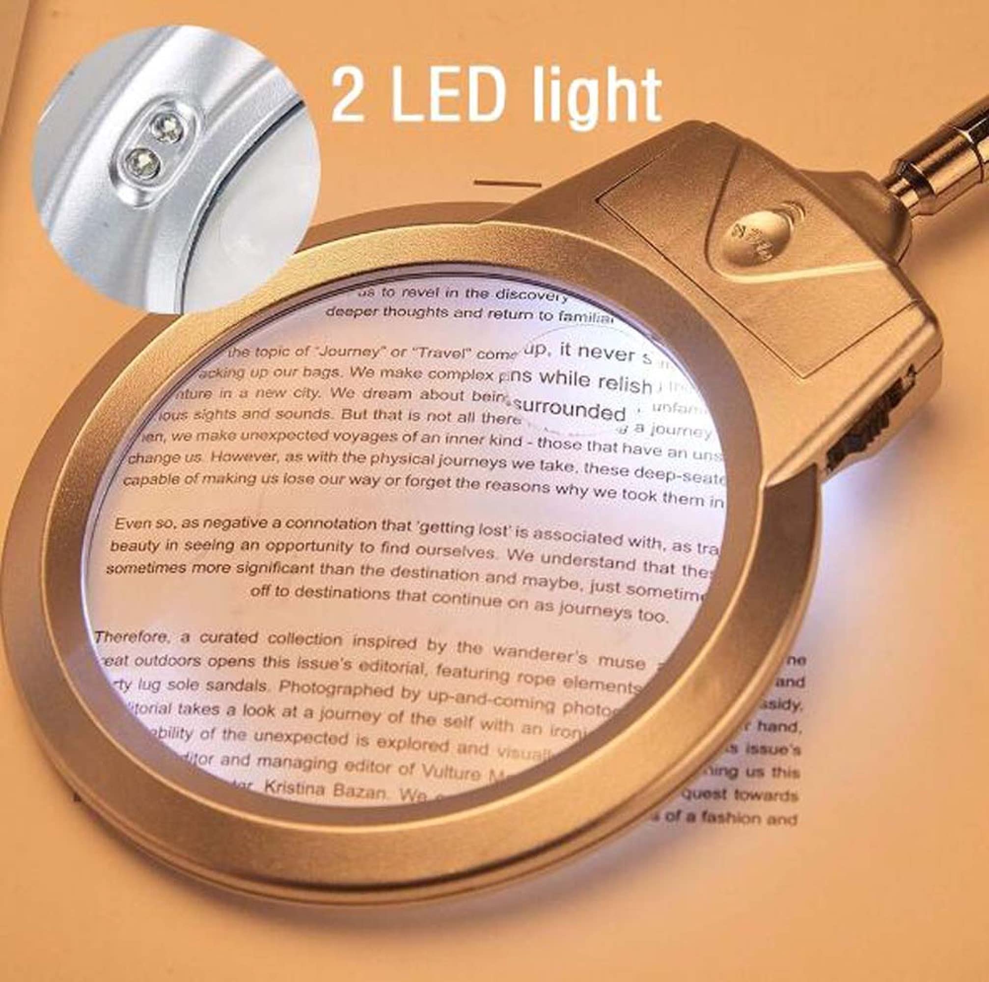 Lampe loupe de Table et de Bureau à Pince, loupe Mains Libres 2,5 x 5 x avec 2 lumières LED lumière du Jour et Clip en métal – Artisanat, Lecture, Bijoux, Soudure, Couture, Passe-Temps, réparation,