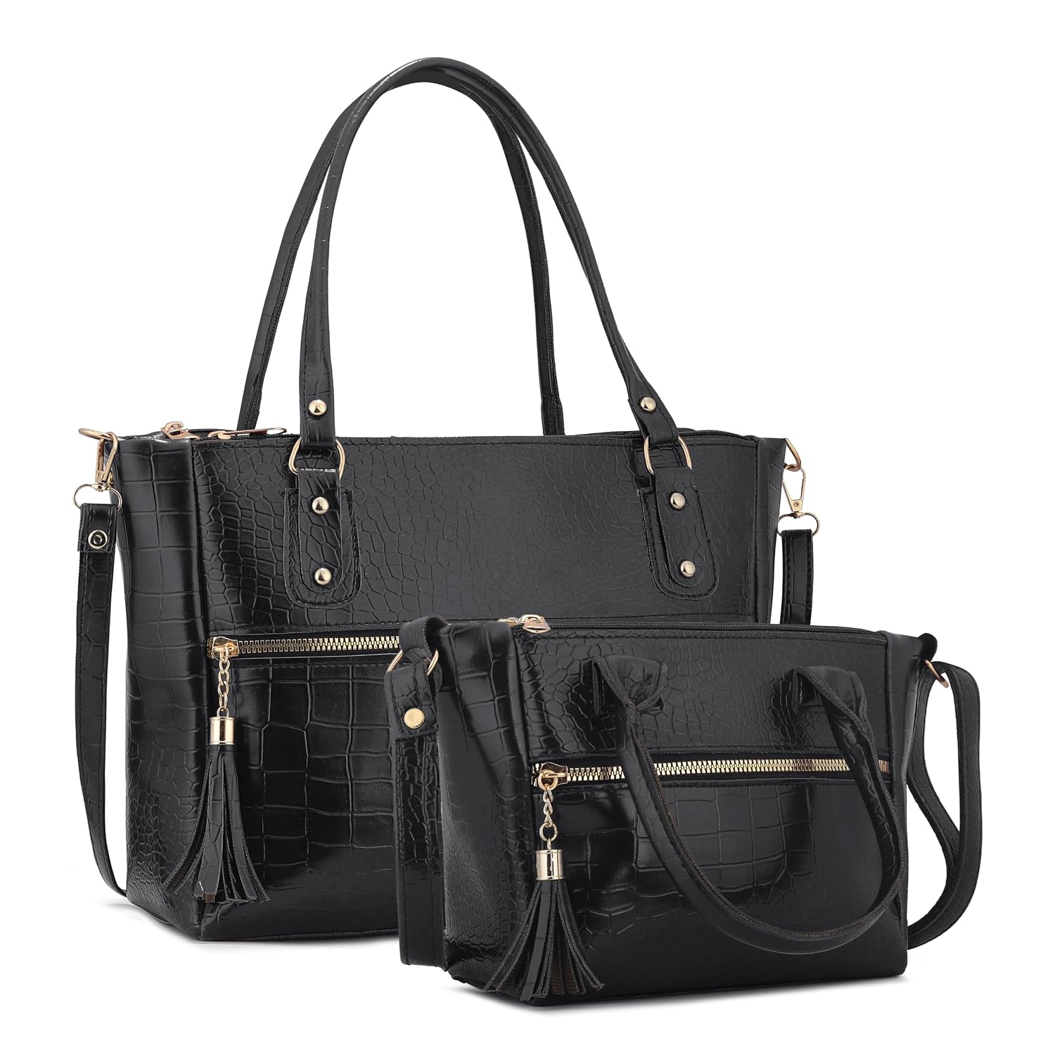 AVERAA Luxury Brown Crocodile Texture Handbag Set for Women | Stylish Faux Leather Tote Bag with Matching Crossbody Sling Combo | Perfect for Office, College, & Casual Use AVERAA Luxury Brown Crocodile Texture Handbag Set for Women | Stylish Faux Leather Tote Bag with Matching Crossbody Sling Combo | Perfect for Office, College, & Casual Use