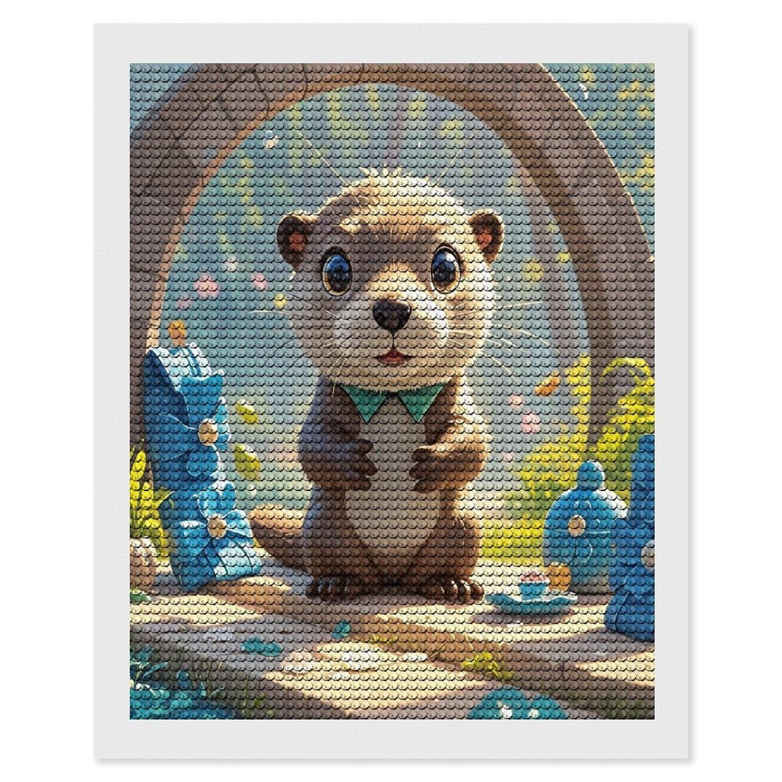 FekiLoot Cute Otter Diamond Painting Kits for Adults Full Round Drill Diamond Art Kits for Beginners 5D DIY Diamond Dots Paintings Diamonds Pictures Gem Art Home Wall Decor 16"x20"