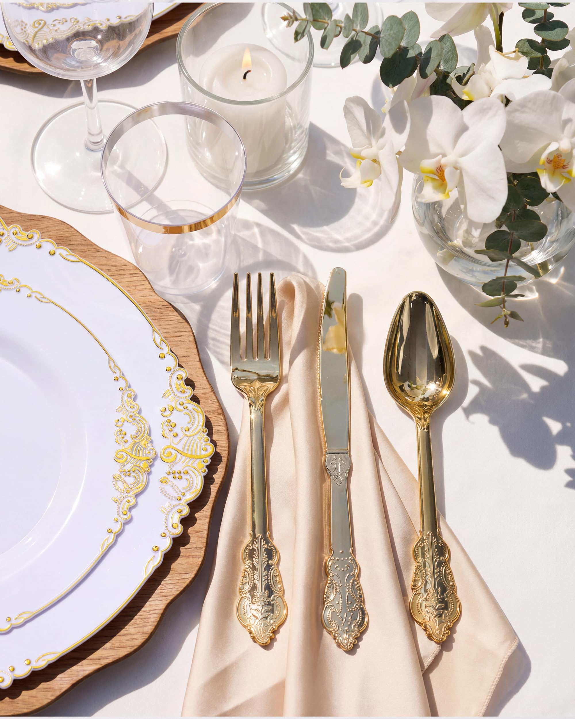 Amazon.com: Nervure 175PCS White and Gold Plastic Plates