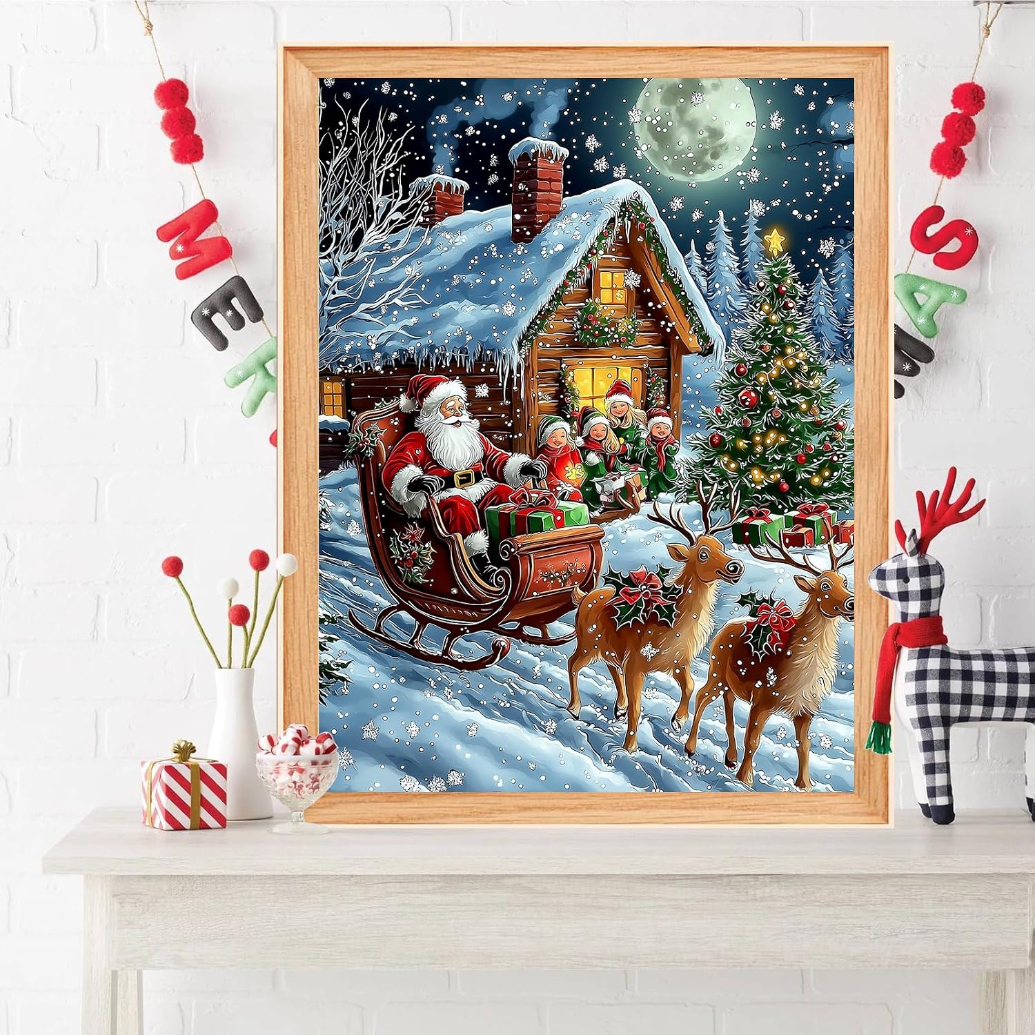 Lxmsja 5D Diamond Painting Kits for Adults Christmas, Christmas Diamond Art Kits Adults Beginners, Full Drill Diamond Painting Kit, Diamond Crystal Gem Art Kits Adults for Home Wall Decor 30x40cm image 3