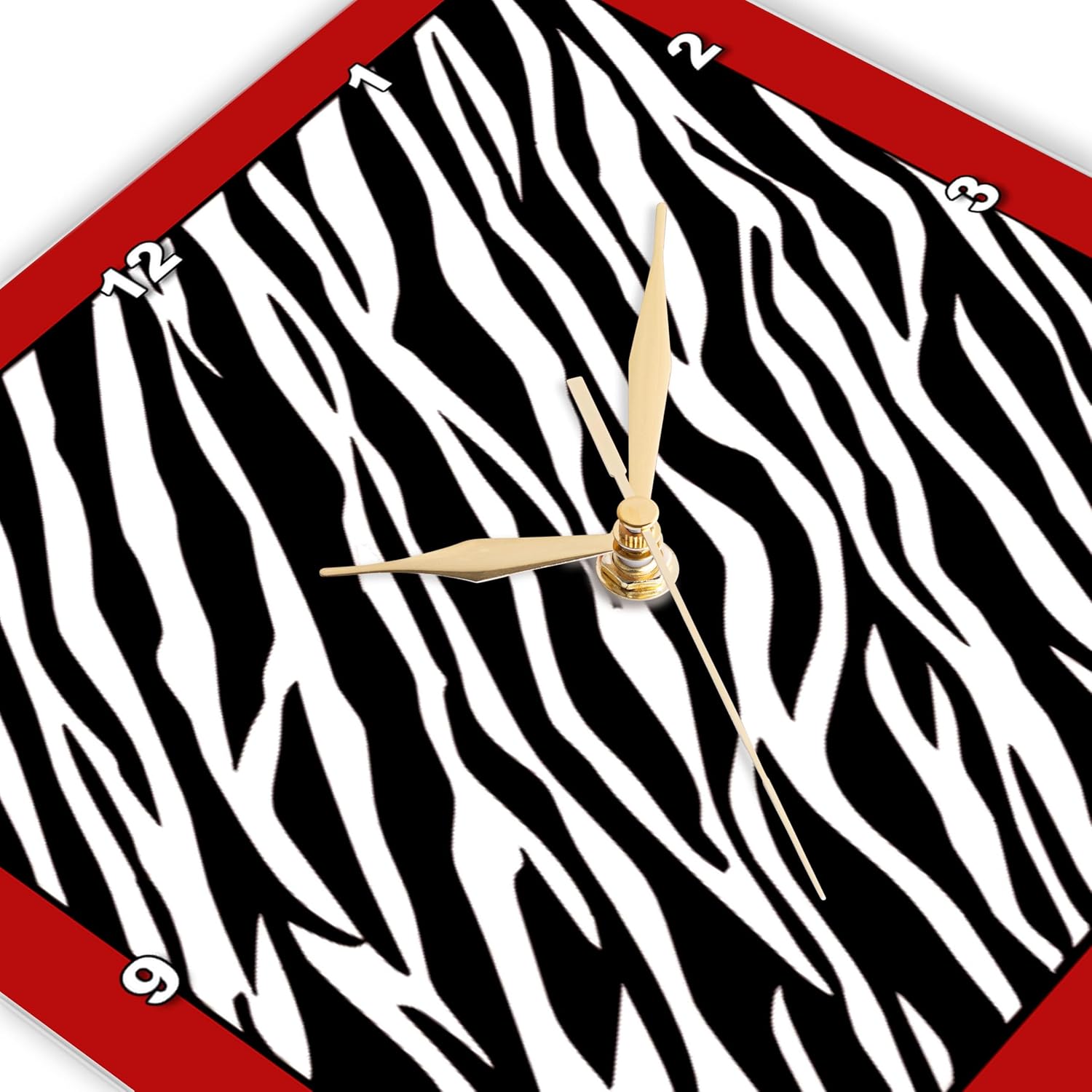 3dRose Wall Clock Silent - 13 inch - Zebra Fur Like Texture On Red - Decorative