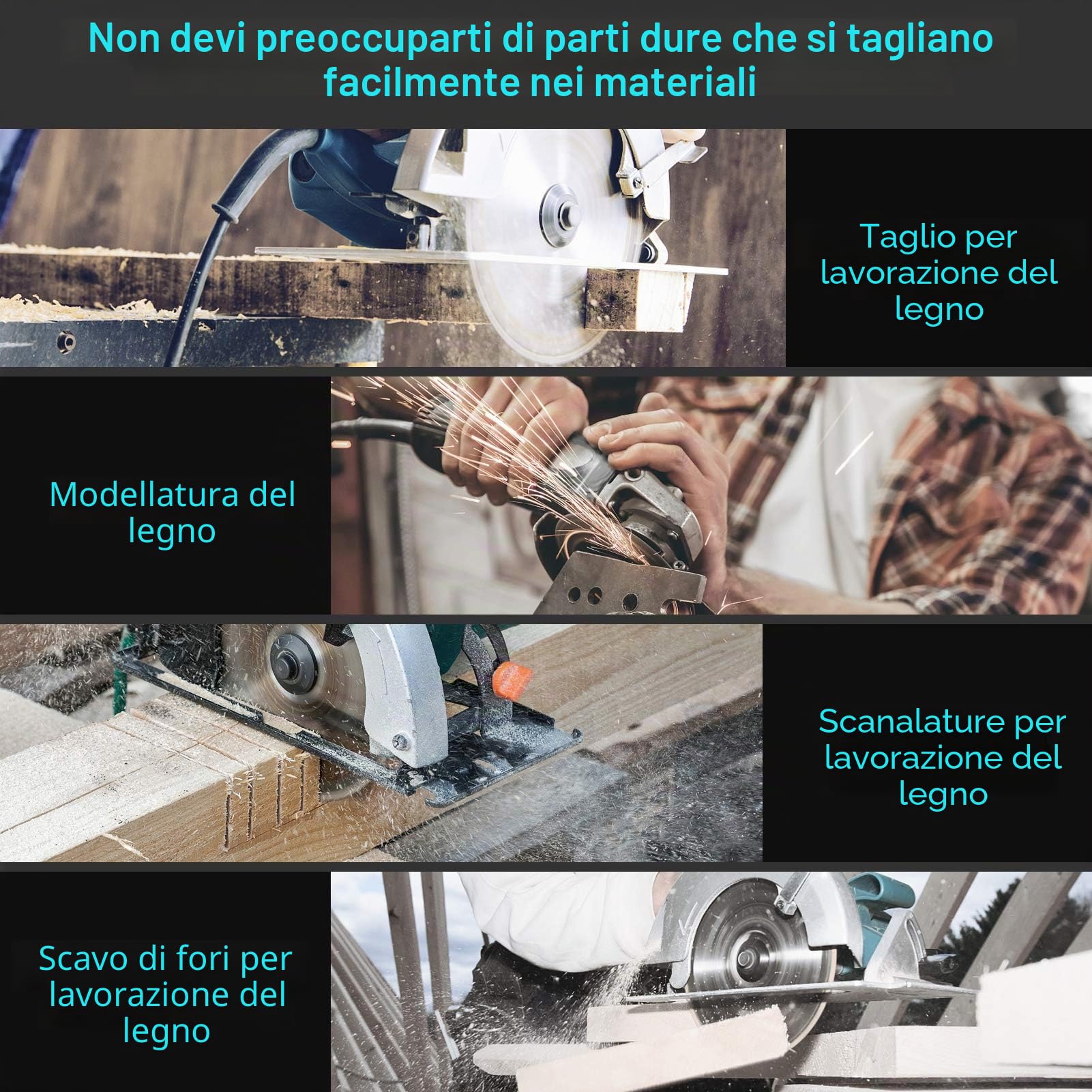 Lama per circolare 210 x 30 mm, lama per a denti in metallo duro 24 denti 48 denti 60 denti, per legno, plastica e metalli non ferrosi, accessorio professionale