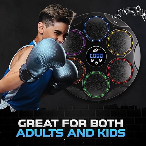 Miniatura 6 de Entrenador de boxeo musical Beatbox, 9 velocidades y 9 modos de luz, sincronización Bluetooth, conteo automático y cuerpo ABS duradero para