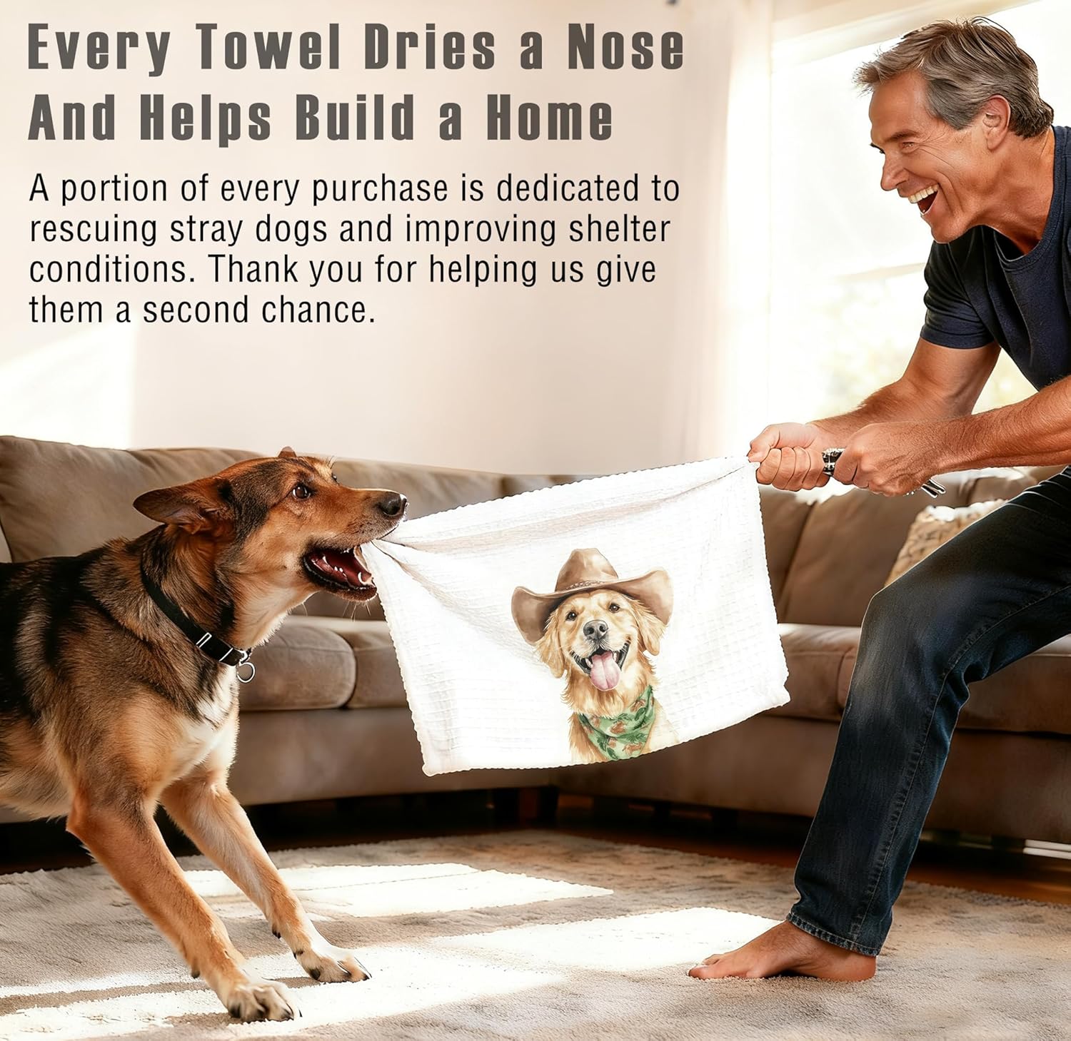 Golden Retriever Cowboy Gifts, Western Themed Dog Mom Towels for Kitchen & Bathroom, 16x24 Inch - Image 5