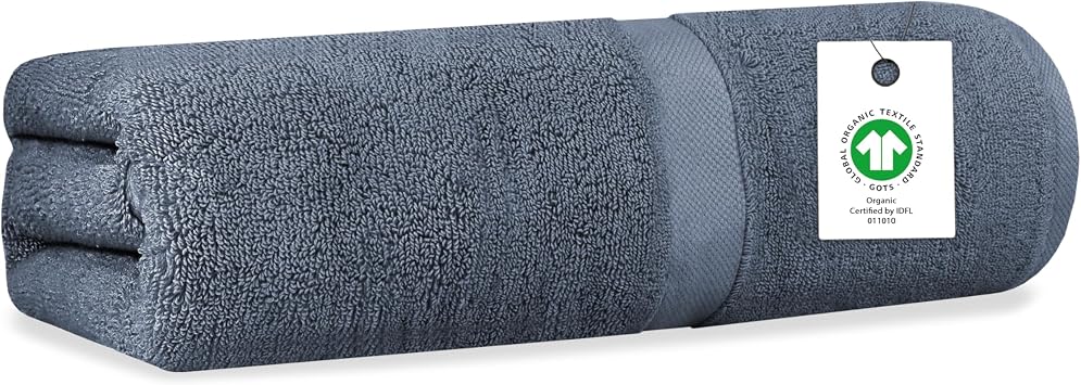 Organic Cotton Luxuriously Plush Bath Towel | GOTS & OEKO-TEX Certified | Premium Hotel Quality Towels | Feather Touch Technology | 650 GSM Long Staple|Soft, Quick Dry & Ultra-Absorbent 30"x58"