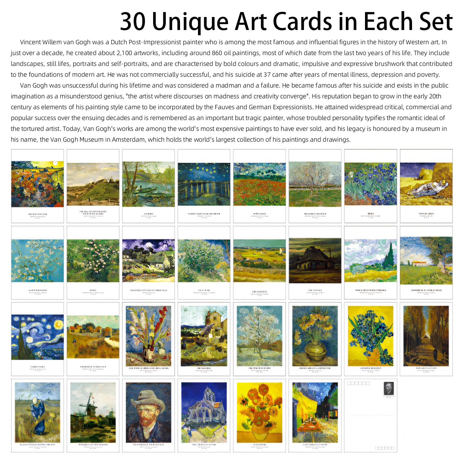 Cartoline artistiche VAN-GOGH con stampe classiche europee retrò vintage, biglietti d'auguri creativi in scatola