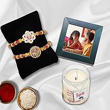 Akaar Rakhi for Brother(s) with Customizable Candle | Photo Frame | Rakhsha Bandhan | Gift for Brother | Personalized Gifts for Rakhi (OM_Ganesh with Lavender Candle & Frame)