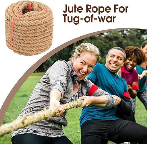 Miniatura 5 de Cuerda de yute (1 pulgada x 100 pies), cuerda de manila trenzada de 0.98 pulgadas de grosor, cuerda gruesa natural resistente para cama oscilante,