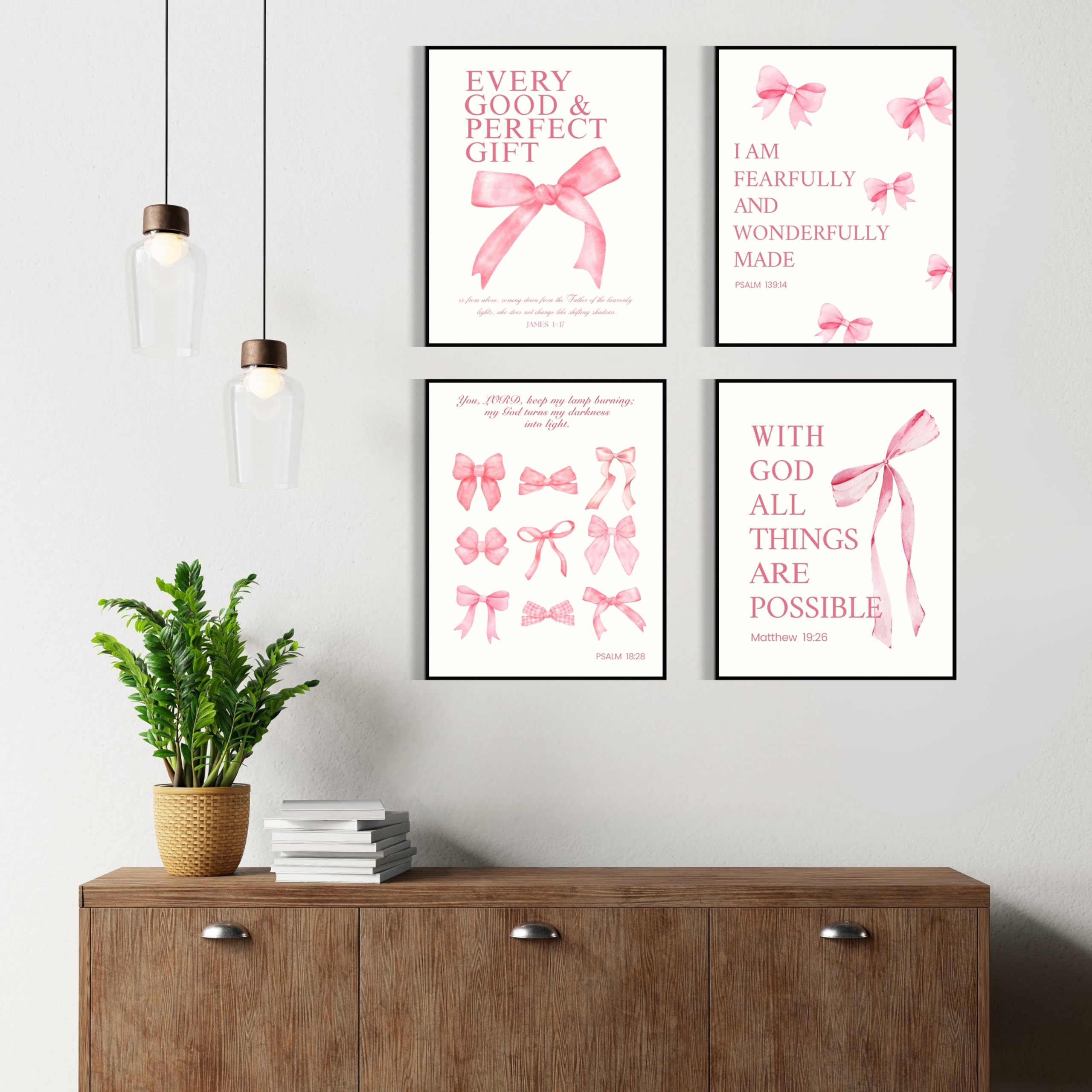 Coquette Pink Wall Art Set - 4 Prints FREE SHIPPING -8