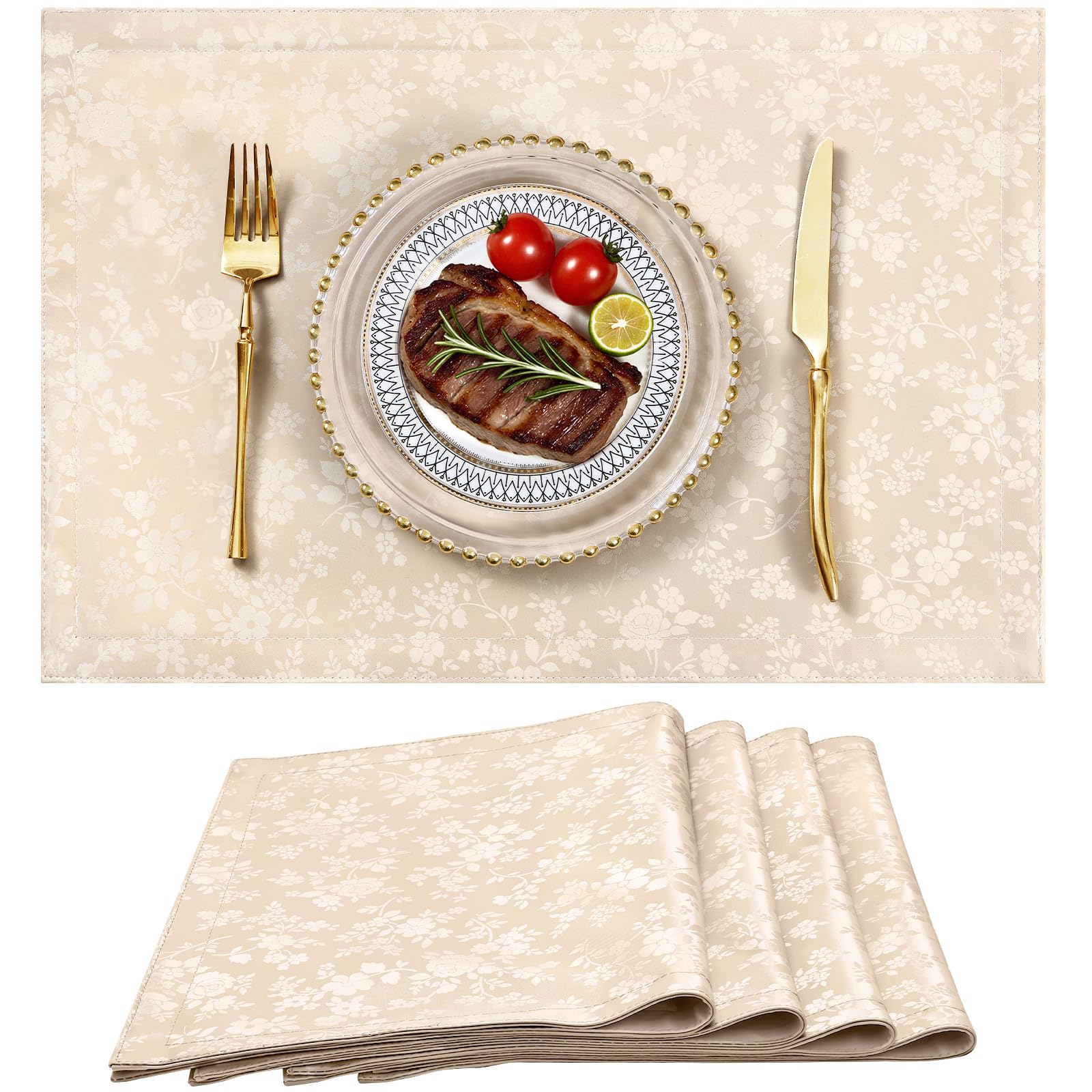 homing Lot de 4 sets de table en vinyle imperméable et facile à nettoyer | Sets de table résistants aux déversements, résistants à la chaleur, lavables pour salle à manger, cuisine, fête