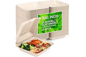 Sunlive Eco-Friendly Compostable Disposable Take Home Food Containers with Lids