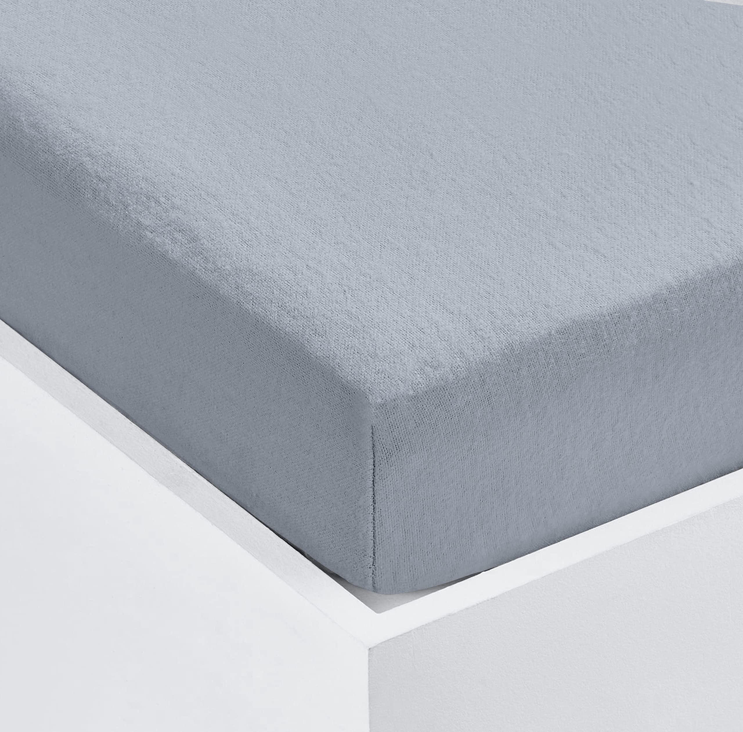 Home Living Super Soft Terry Towelling Stretch Fitted Sheet Mattress Protection Cover Fully Elasticated Extra Deep Breathable All Seasons (Grey, Single) — image 1
